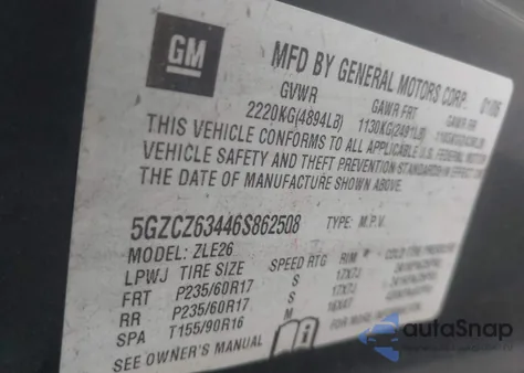 2006 Saturn Vue V6 from USA, damaged, VIN 5GZCZ63446S862508